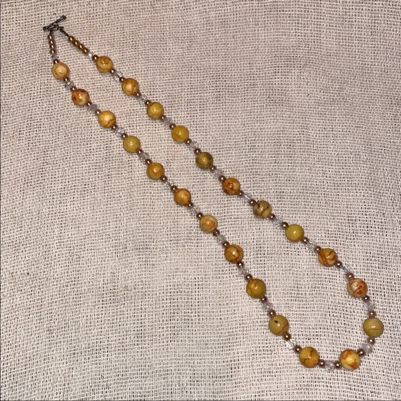 Natural Yellow Orange Stone Necklace Crystal spacers - Picture 9 of 12